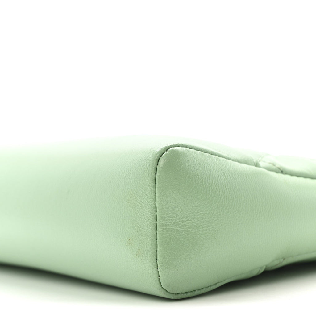 Shiny Lambskin Quilted Mini 31 Shopping Bag Light Green