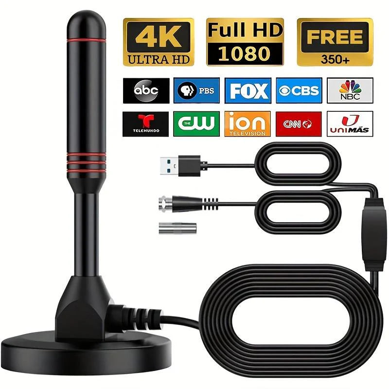5600 Miles Long Range Digital TV Antenna-Amplified HD Digital TV Reception for Smart & Traditional Tvs - Ultra-Compact, Magnetic Base, Supports 4K, 1080P & Fire TV -Gen 2