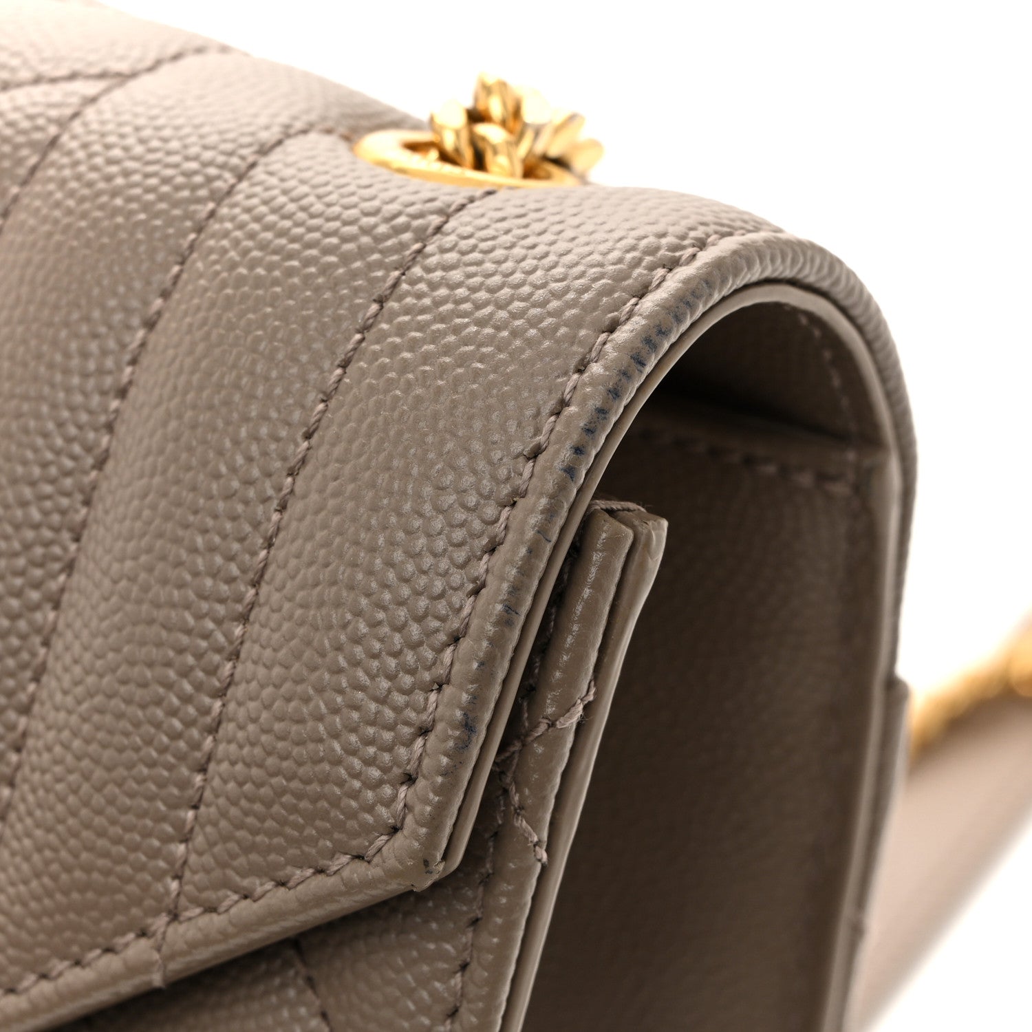Grain De Poudre Textured Mixed Matelasse Triquilt Small Monogram Satchel Greyish Brown