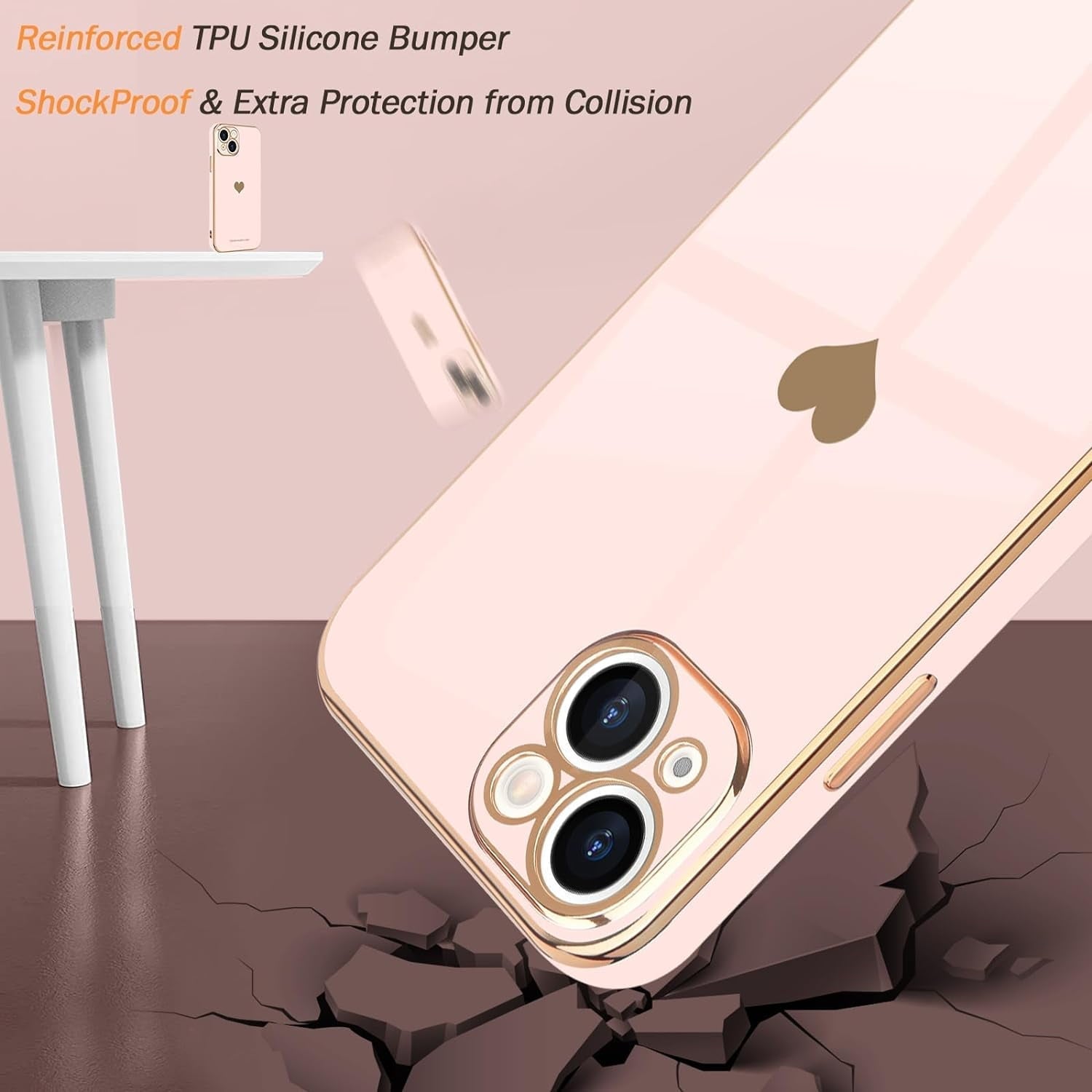 Entronix Bundle Compatible with iPhone 15 Plus - [Flexible] Glossy Heart Case & 2 Clear Screen Protectors