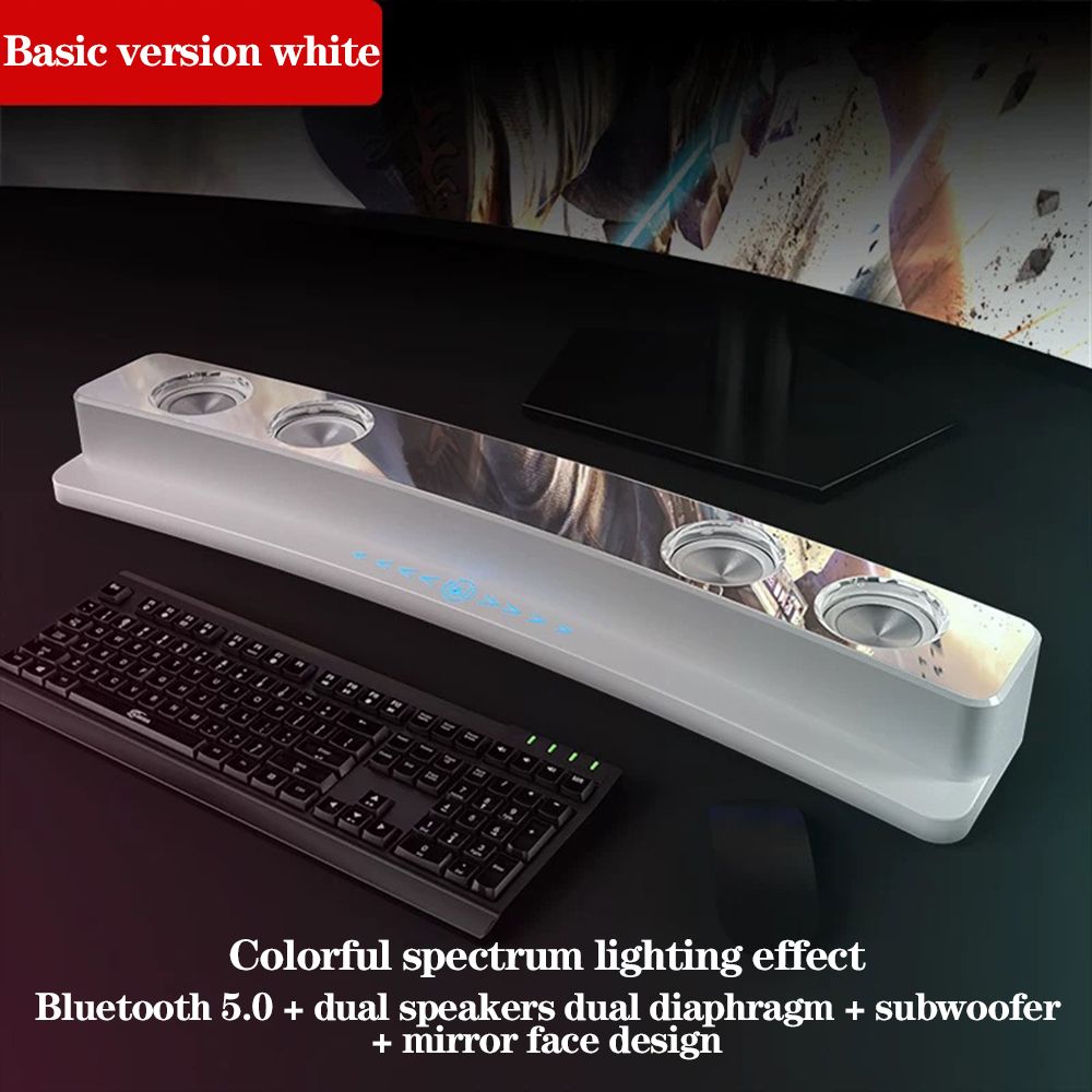 3600mAh Bluetooth Wireless Game Speaker soundbar USB 3D Stereo Subwoofer AUX FM Home Clock Indoor Sound Bar Computer Loudspeaker - Basic