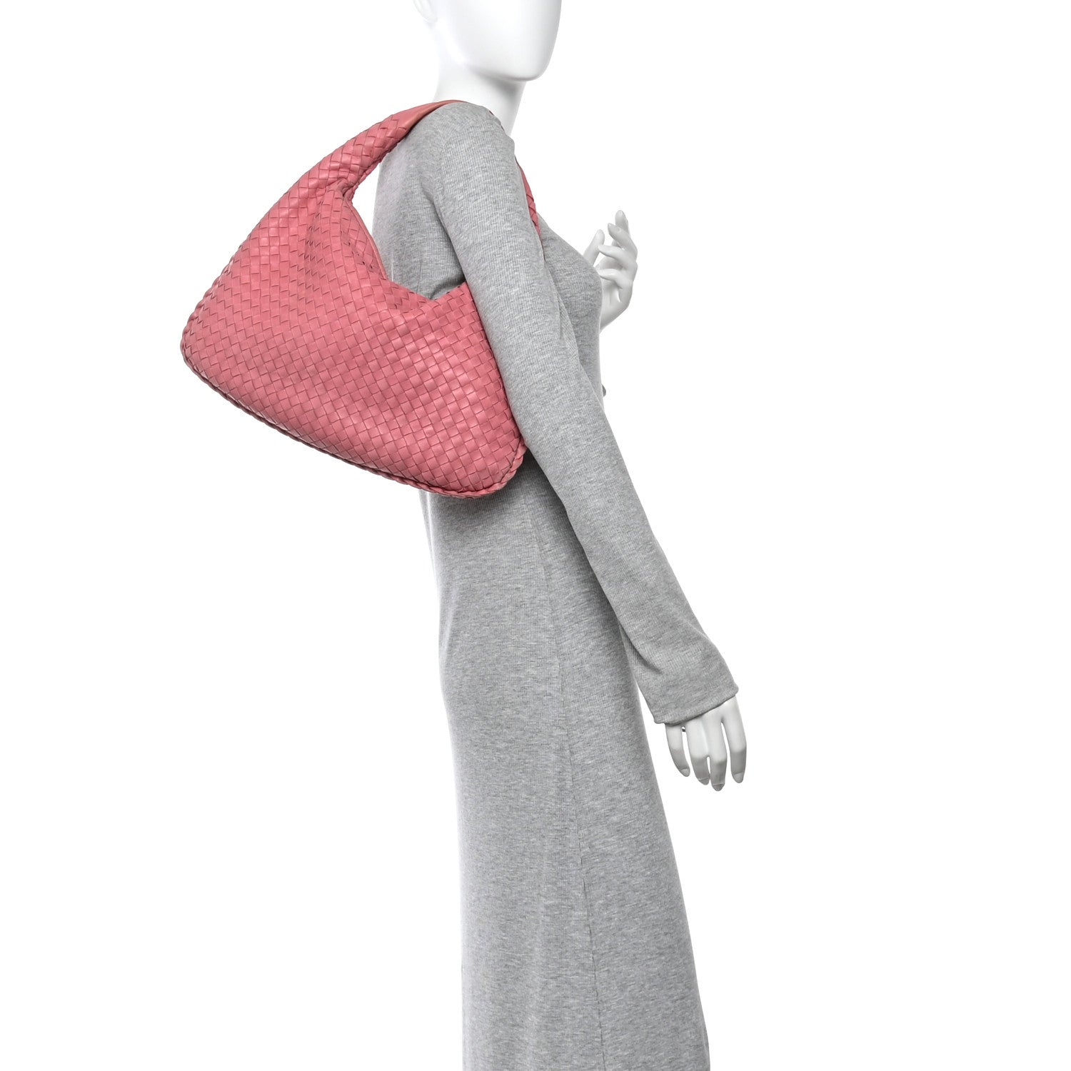Nappa Intrecciato Medium Veneta Hobo Quarzo