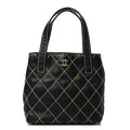 Calfskin Stitch Small Surpique Tote Black