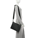 GG Supreme Monogram Azalea Calfskin Retro Interlocking G Wristlet Messenger Bag Black