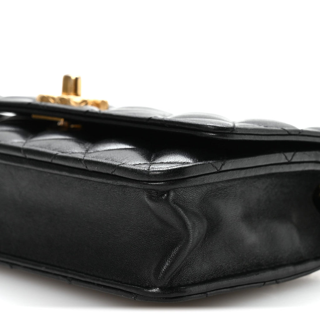 Lambskin Quilted Pillow Crush Wallet On Chain WOC Black