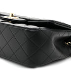 Lambskin Quilted Mini Top Handle Rectangular Flap Black