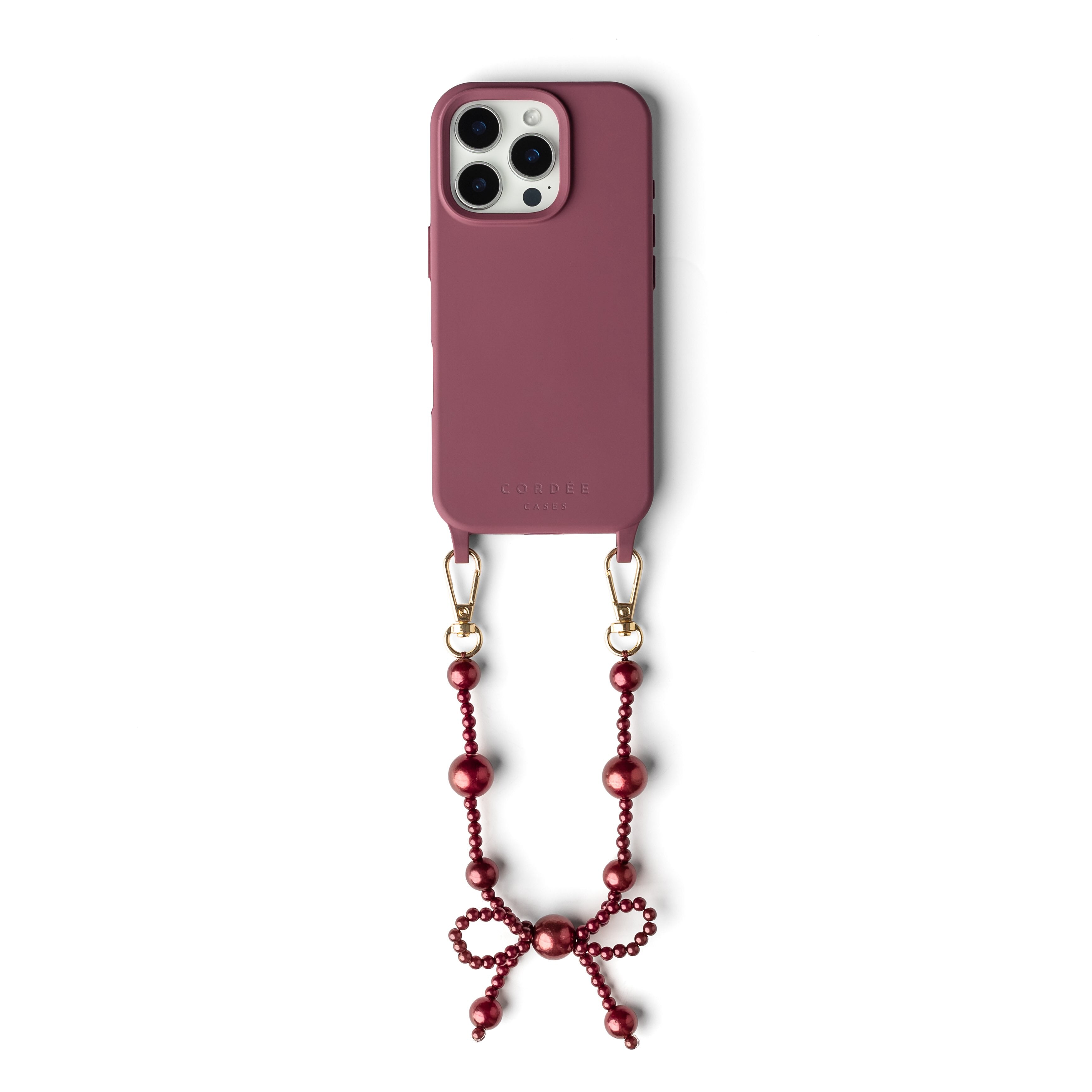 Cordée Cases Burgundy Bow Phone Wristlet Set