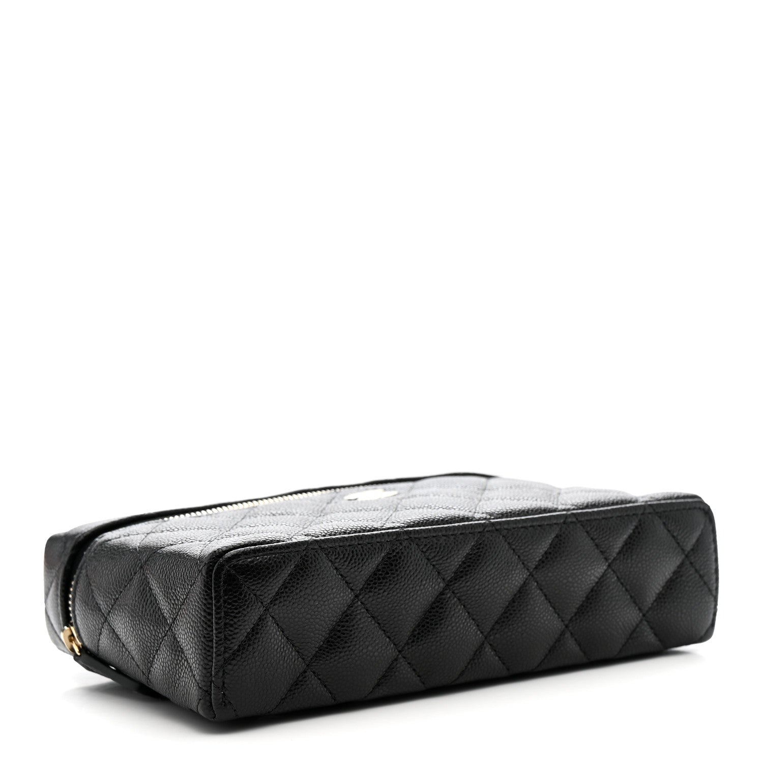 Caviar Quilted Top Handle Slim Vanity With Chain Black