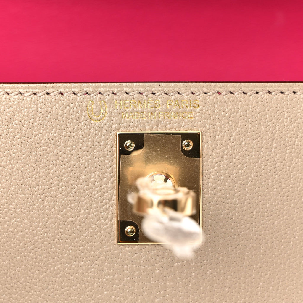 Chevre Mysore Horseshoe Mini Kelly Sellier 20 Gris Tourterelle Rose Mexico