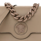 Grained Calfskin La Medusa Flap Shoulder Bag Taupe
