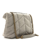 Jersey Quilted Toy Loulou Puffer Monogram Chain Satchel Chalk Beige