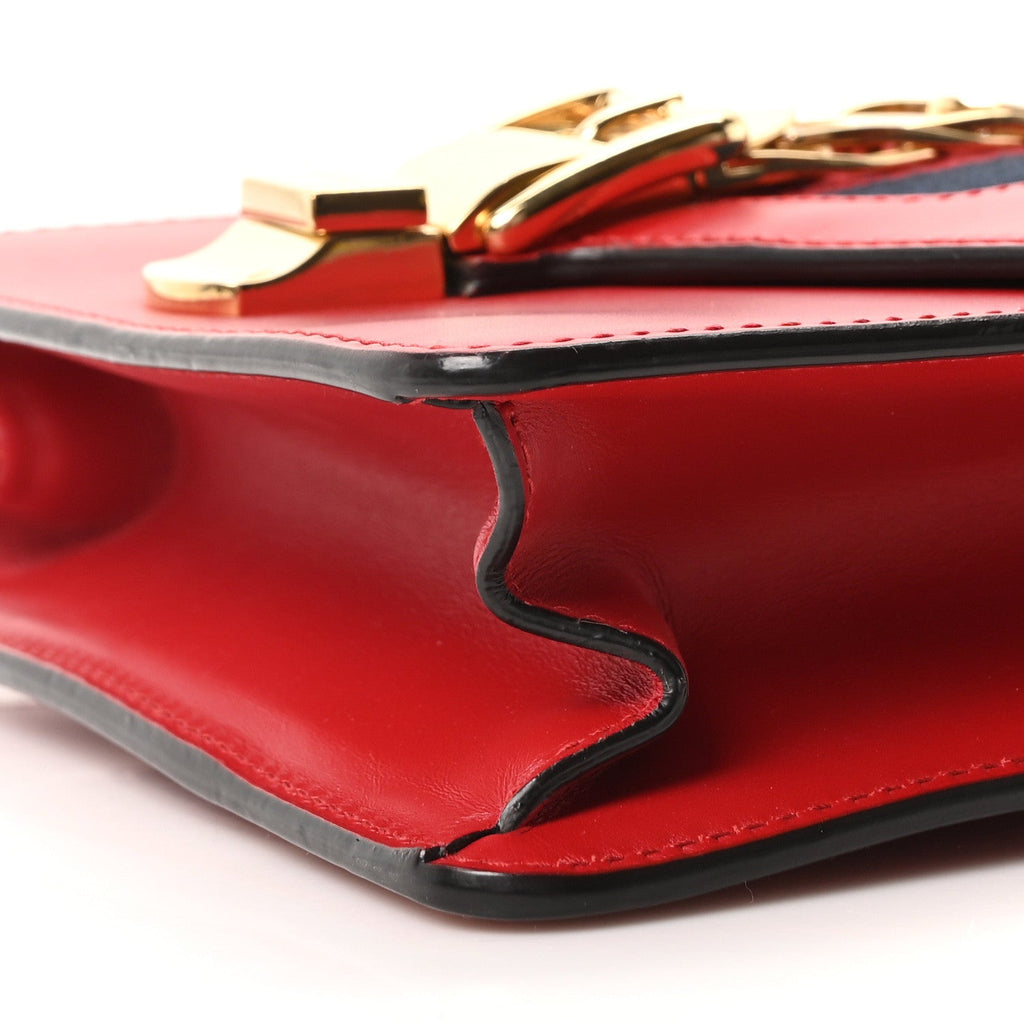 Calfskin Mini Sylvie Chain Shoulder Bag Hibiscus Red