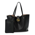 New Sakai Calfskin Lux Medium Dahlia Tote  Black
