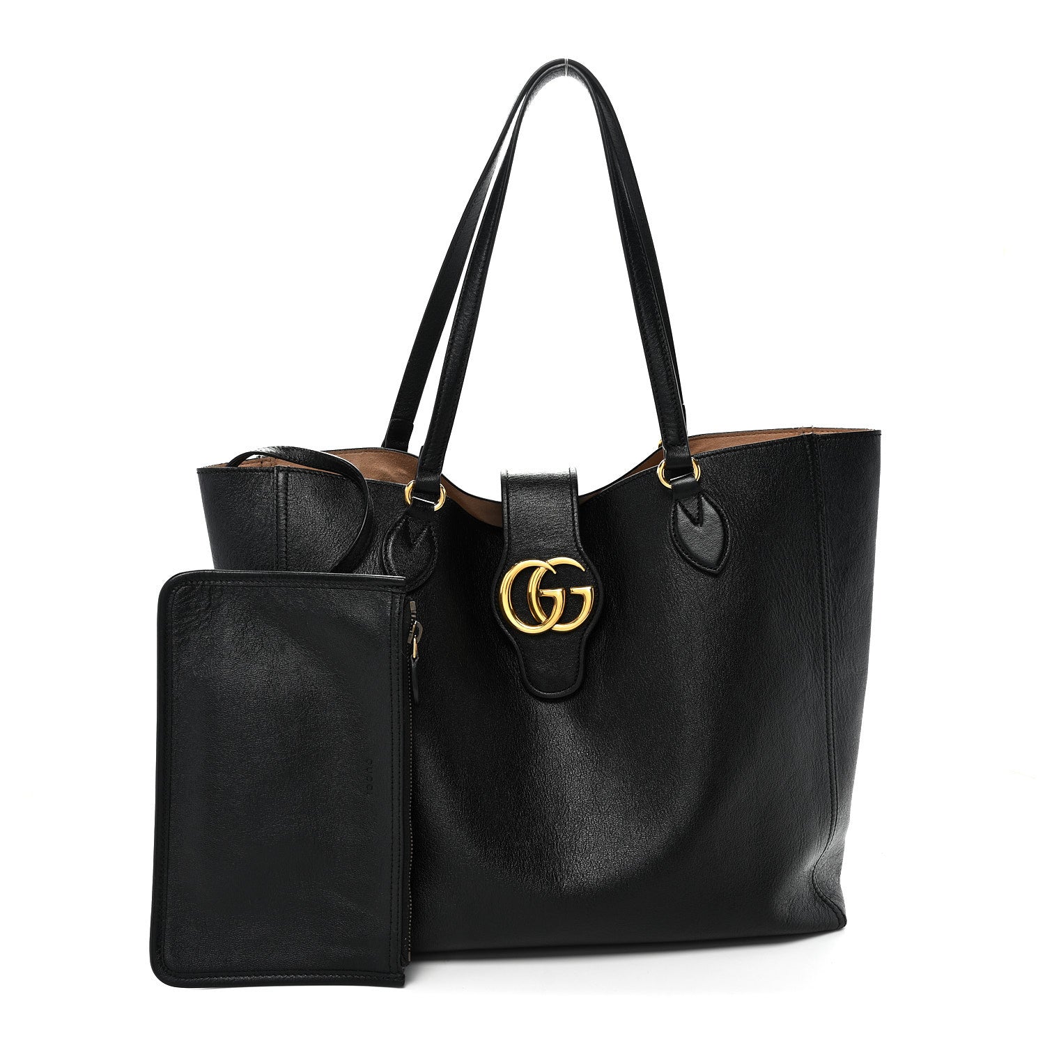 New Sakai Calfskin Lux Medium Dahlia Tote  Black
