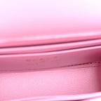 Lambskin Quilted Bi-Color Top Handle Clutch With Chain Black Pink