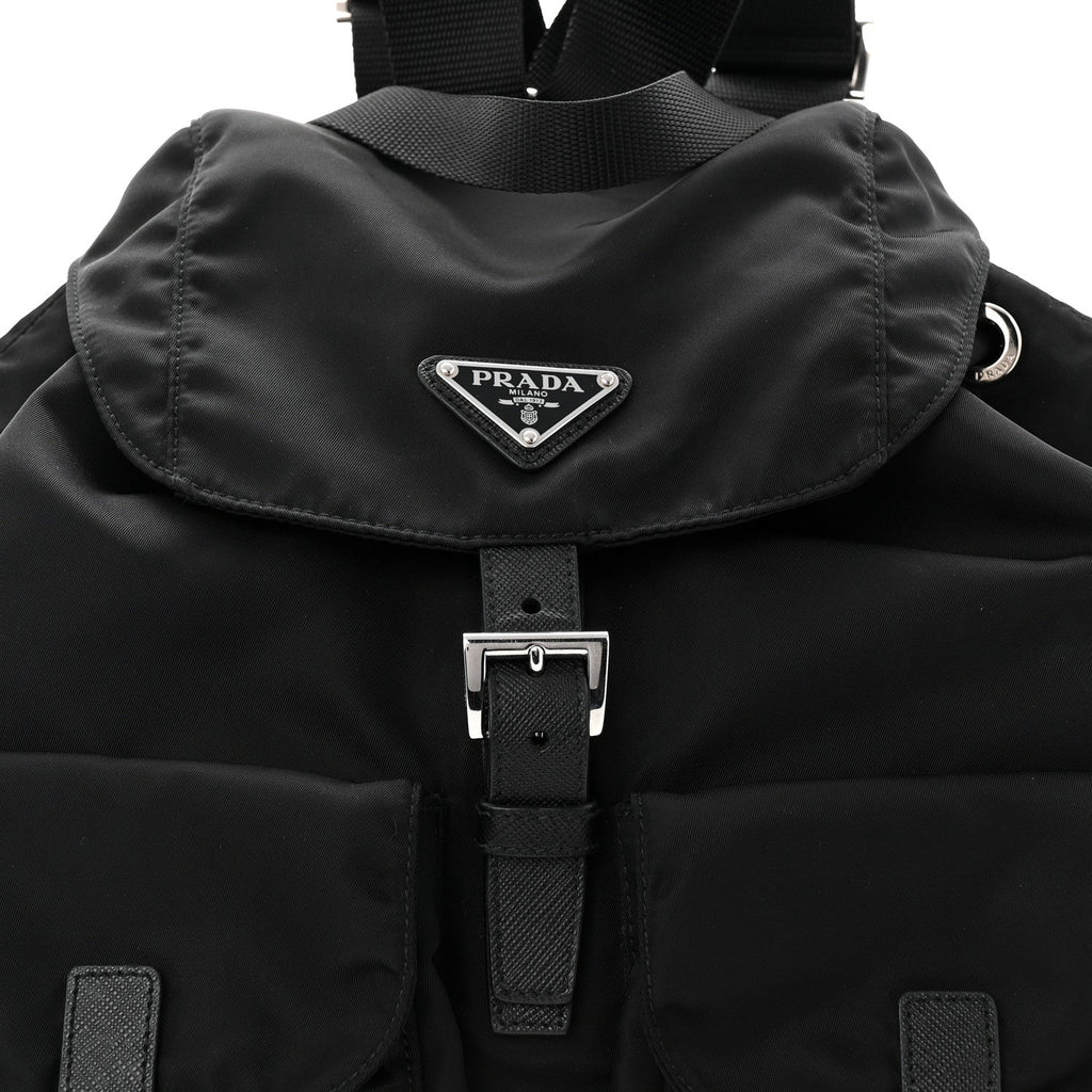 Tessuto Nylon Saffiano Medium Backpack Black