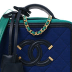 Jersey Quilted Small CC Filigree Vanity Case Blue Green