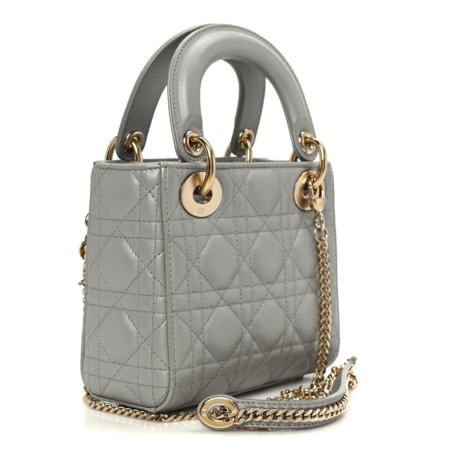 Lambskin Cannage Mini Lady Dior Gray Opaline