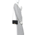 Calfskin J'Adior Wallet on Chain Pouch Black