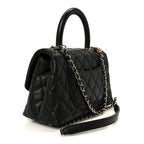 Caviar Quilted Mini Coco Handle Flap Black