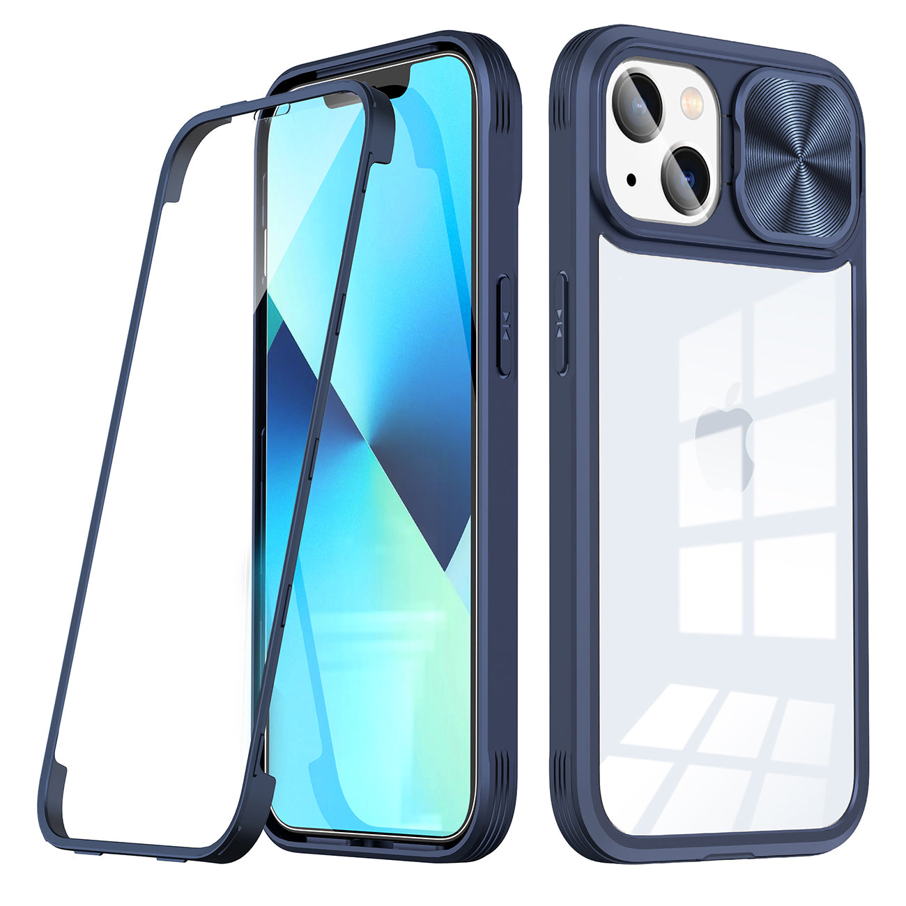 Full Protection With Mobile Phone Protective Film Slide Camera Lens Phone Case For Iphone 14 In Navy