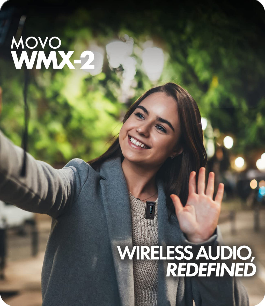 Movo WMX-2 Wireless Lavalier Microphone System with Charging Case for Cameras