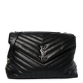 Calfskin Y Quilted Monogram Large Loulou Chain Satchel Black