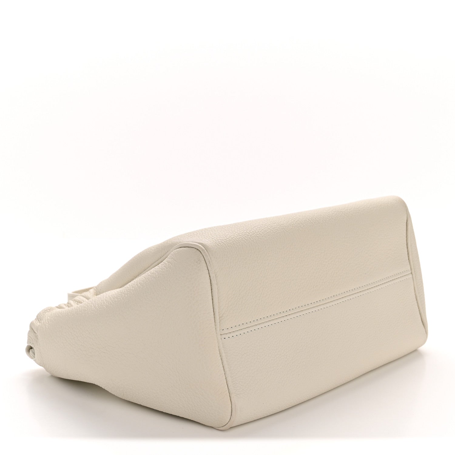 Calfskin Cuir Small Triomphe Cabas Drawstring White