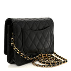 Caviar Quilted CC Turnlock Wallet On Chain WOC Black