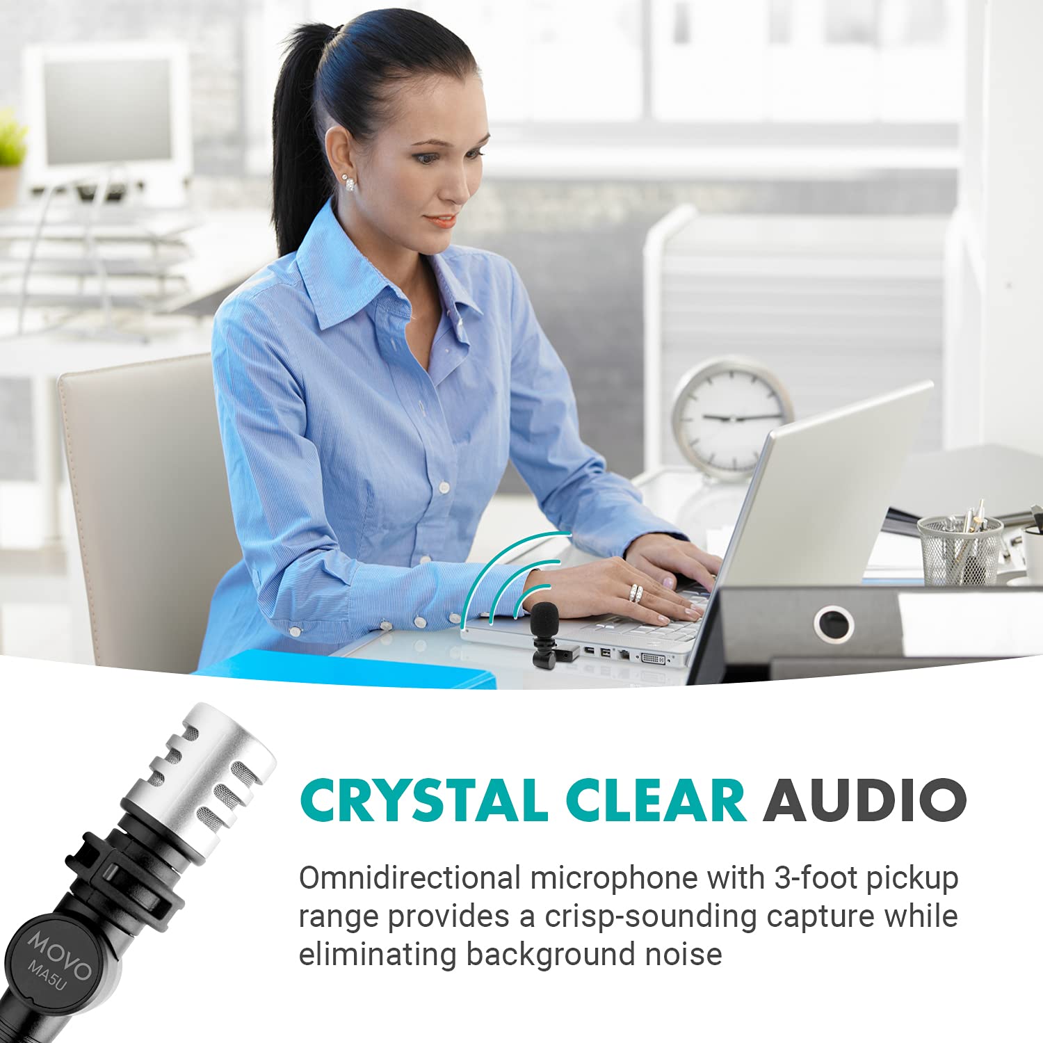 Movo MA5U Pocket Audio Microphone - USB Compatible