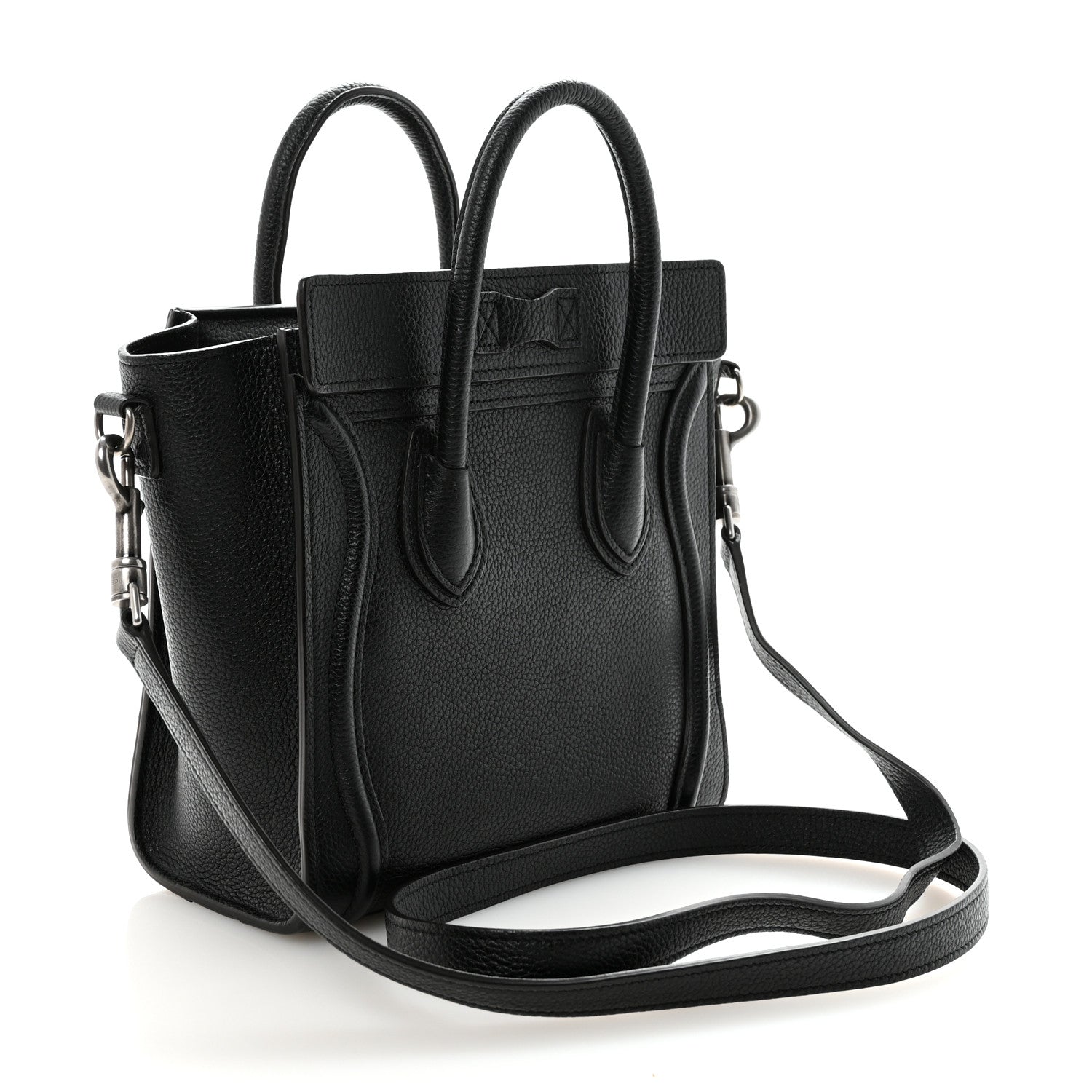 Drummed Calfskin Nano Luggage Black