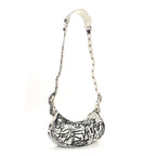Agneau Arena Graffiti Le Cagole Shoulder Bag XS White Black
