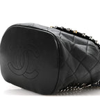 Lambskin Quilted Metallic Bubble Backpack Black
