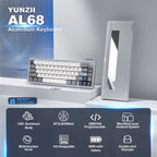 AL68 Silver Wireless Custom Mechanical Keyboard -  Gateron QMK/VIA Aluminum Hot Swap Gasket Gaming Keyboard with Control Knob