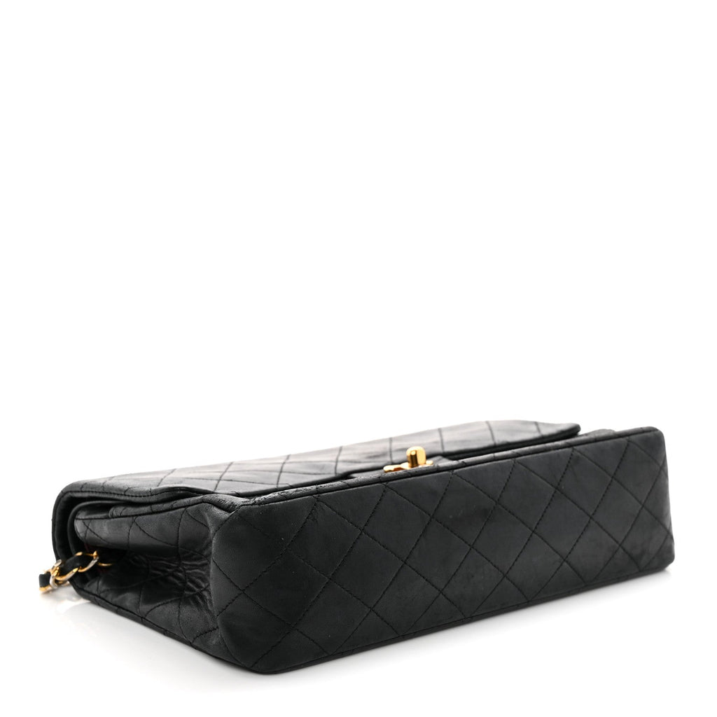 Lambskin Quilted Medium Double Flap Black