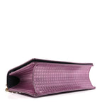 Metallic Patent Micro-Cannage Medium Diorama Flap Bag Pink