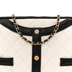 Lambskin Quilted Medium Girl Shoulder Bag White Black