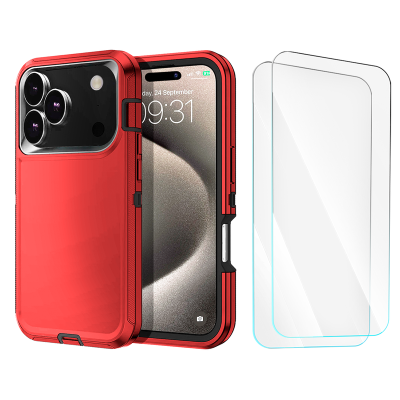 Entronix Bundle Compatible with iPhone 17 Pro Max - Heavy Duty Case & 2 Clear Screen Protectors