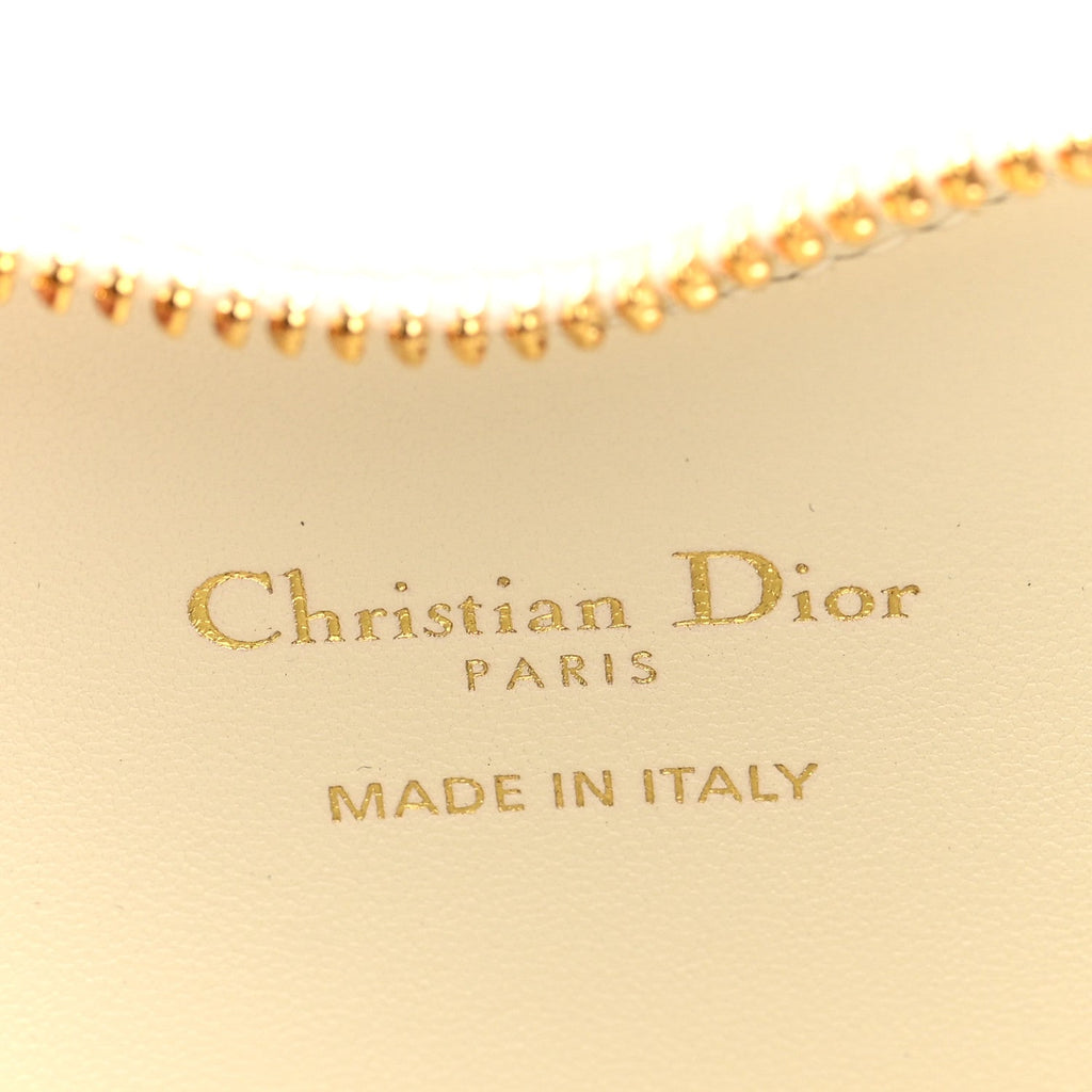 Calfskin Cannage Dioramour Caro Heart Pouch With Chain White