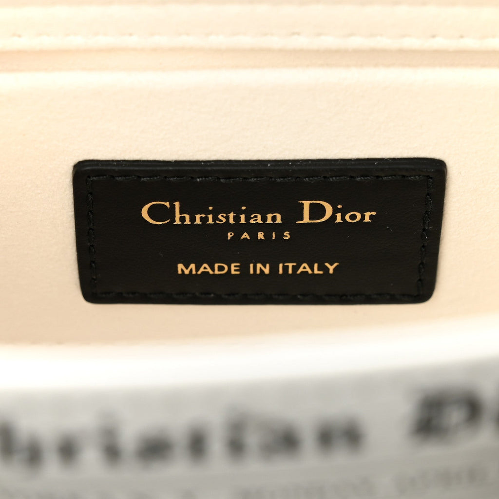 Calfskin Newspaper Printed Small Lady D-Joy Black White