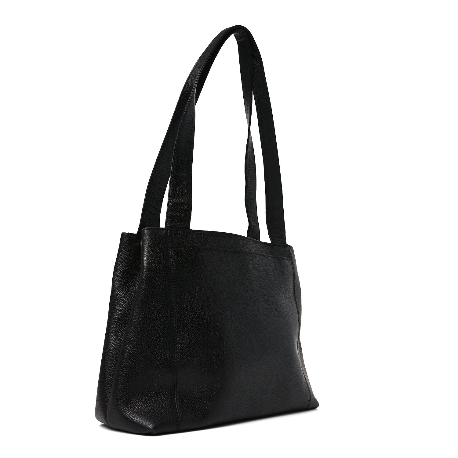 Caviar Embroidered Logo Shoulder Bag Black