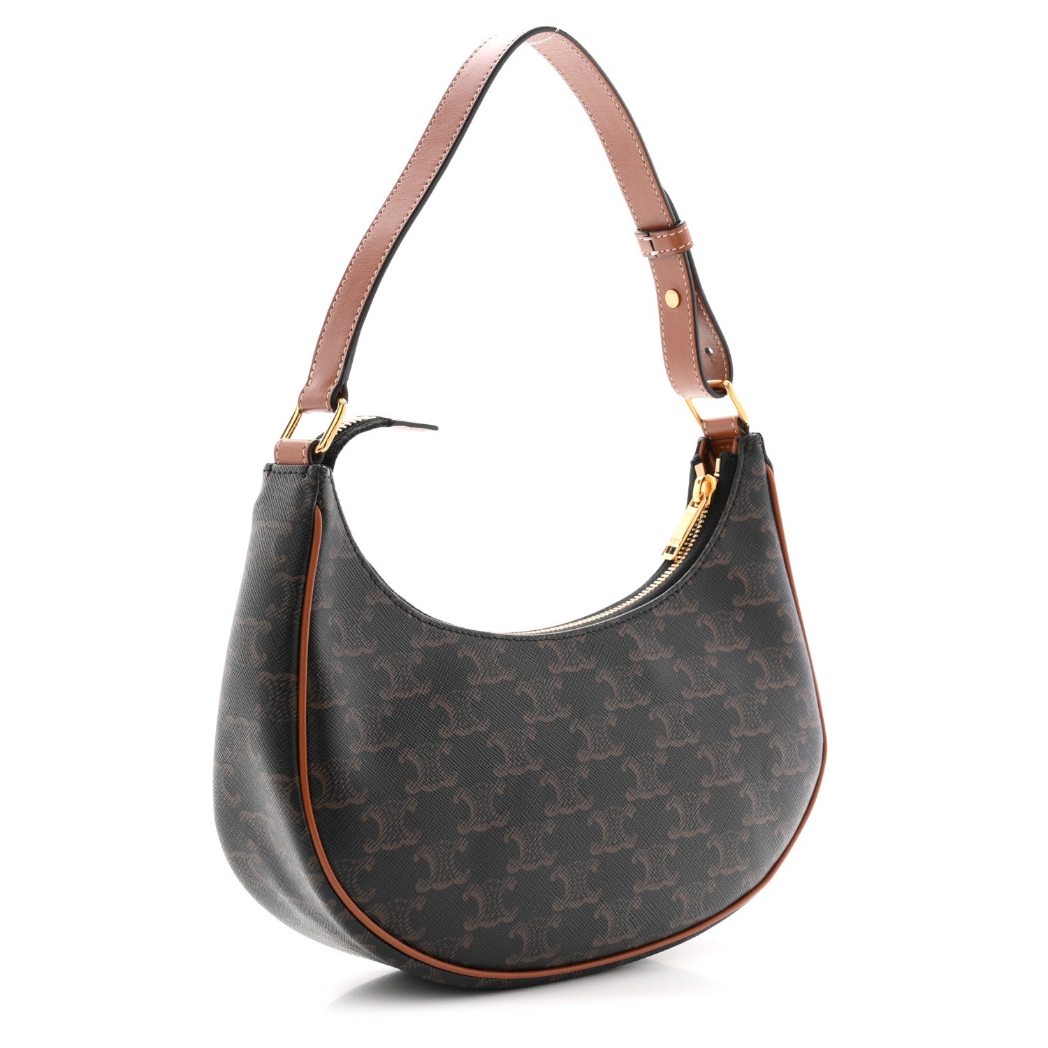 Triomphe Canvas Calfskin Ava Shoulder Bag Tan