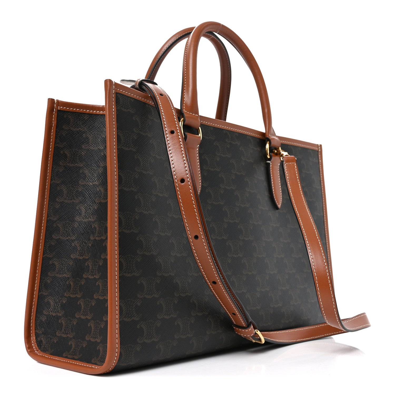 Triomphe Canvas Calfskin Mini Horizontal Cabas Tan