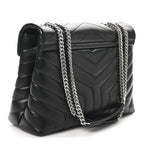 Calfskin Y Quilted Monogram Medium Loulou Chain Satchel Black