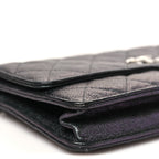Iridescent Caviar Quilted Classic Pouch Clutch Black