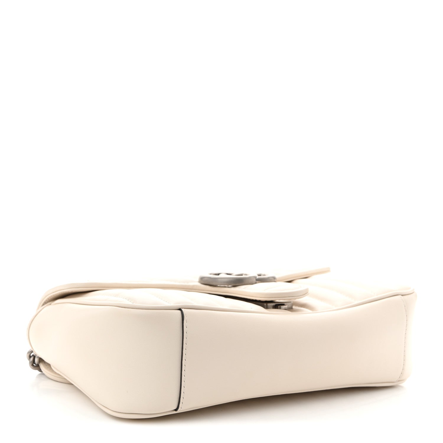 Calfskin Matelasse Aria Small GG Marmont Shoulder Bag Mystic White