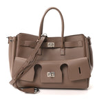 Smooth Calfskin Small Bel Air Carry All Bag Dark Taupe