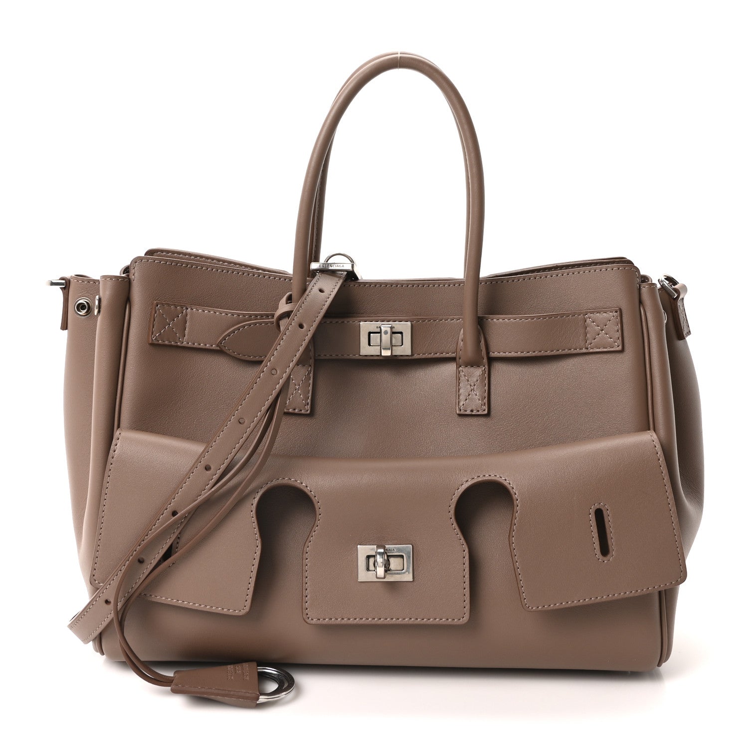 Smooth Calfskin Small Bel Air Carry All Bag Dark Taupe