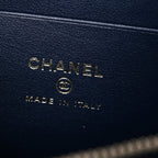 Caviar Quilted Top Handle Slim Vanity With Chain Navy