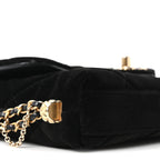 Velvet Quilted Crush On Chains Flap Bag Black
